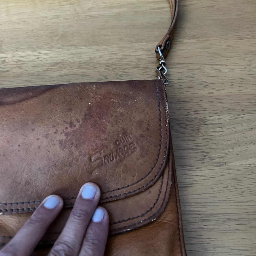 Cuir Sauvage Tan Leather Crossbody Bag
